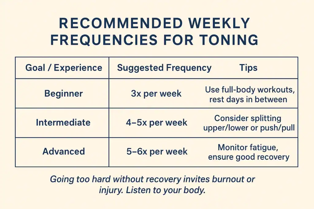 Achieving the Perfect Tone: How Often Should You Exercise for Results? 2 Graphic to show how often you should do exercise to help with toning West Bromwich
