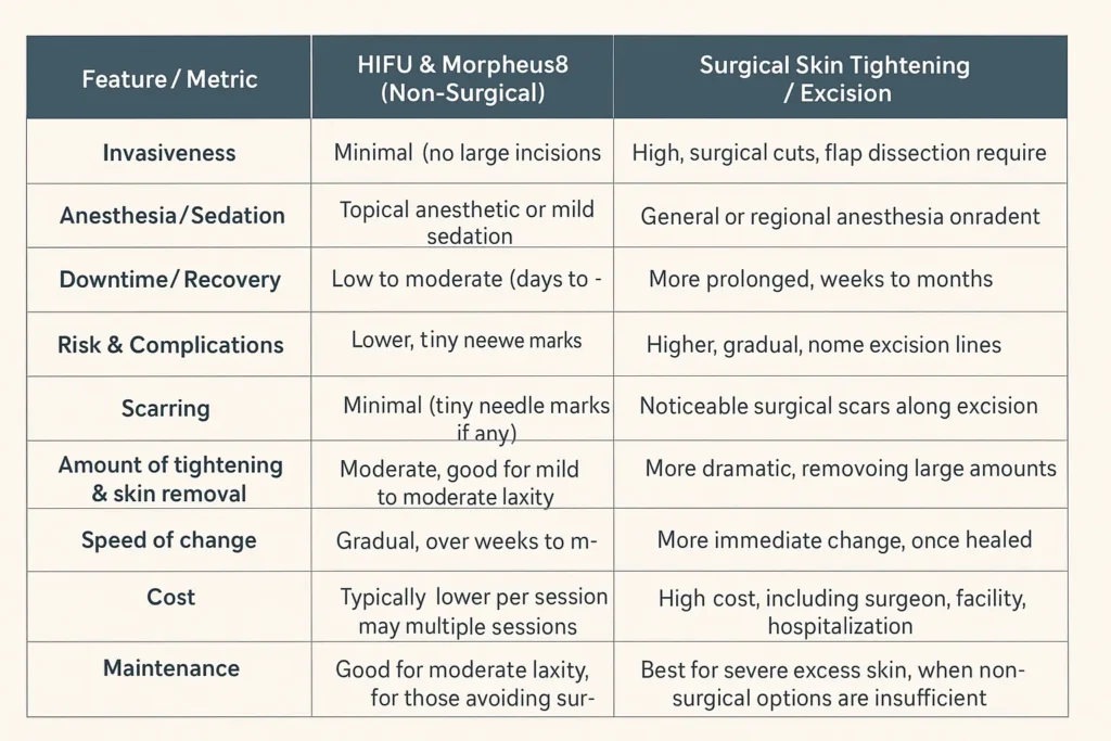 The Science of Skin Tightening 2 Table of skin tightening West Bromwich benefits compared to surgical options